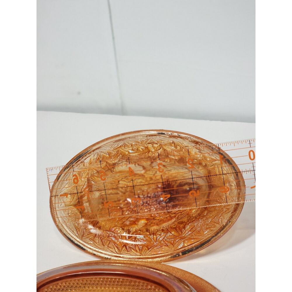 Sowerby Carnival Glass Hen on Nest Covered Dish Marigold England As Is - Picture 7 of 7